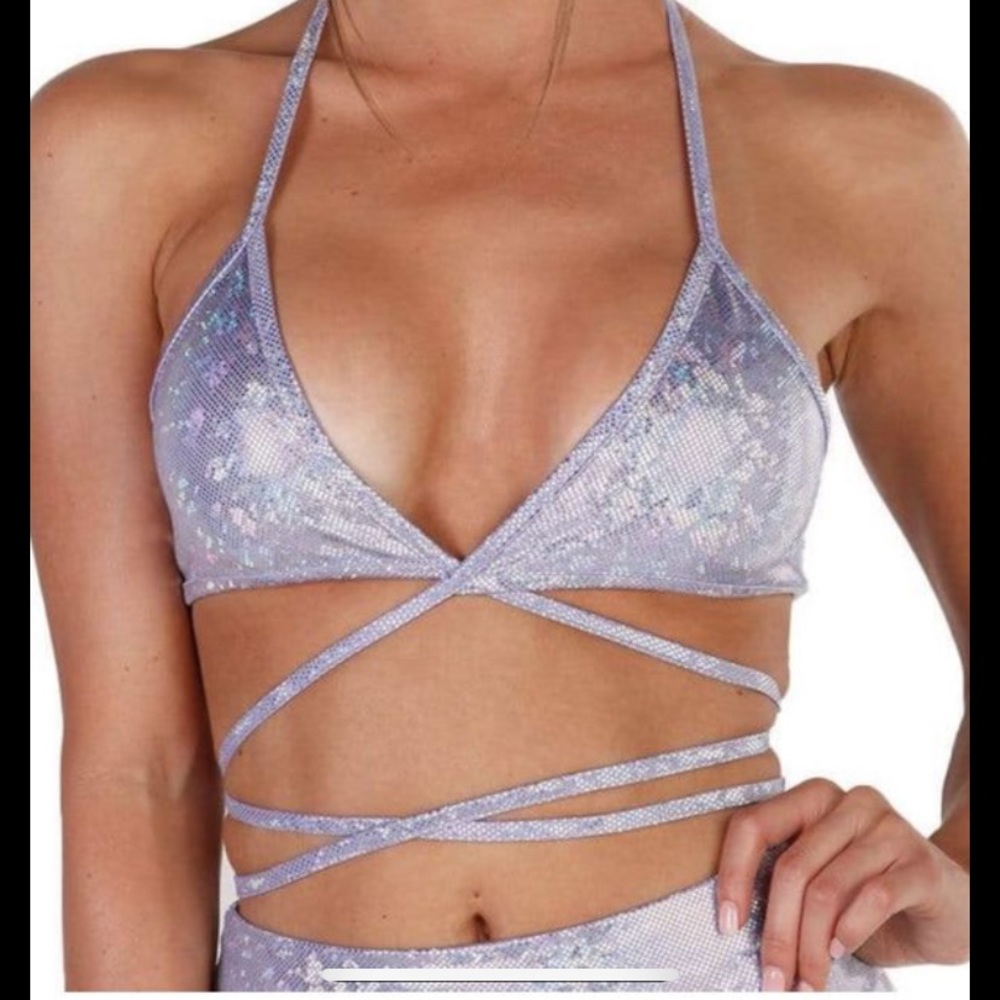 I heart raves black wrap top